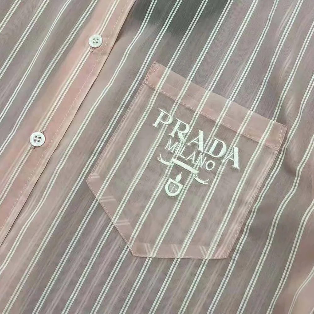 Prada Embroidered Poplin Shirt with Embroidered Logo for Women Prada Embroidered Poplin Shirt with Embroidered Logo for Women
