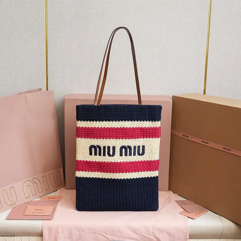 Miu Miu Raffia for Women in effect Woven Tote Bag