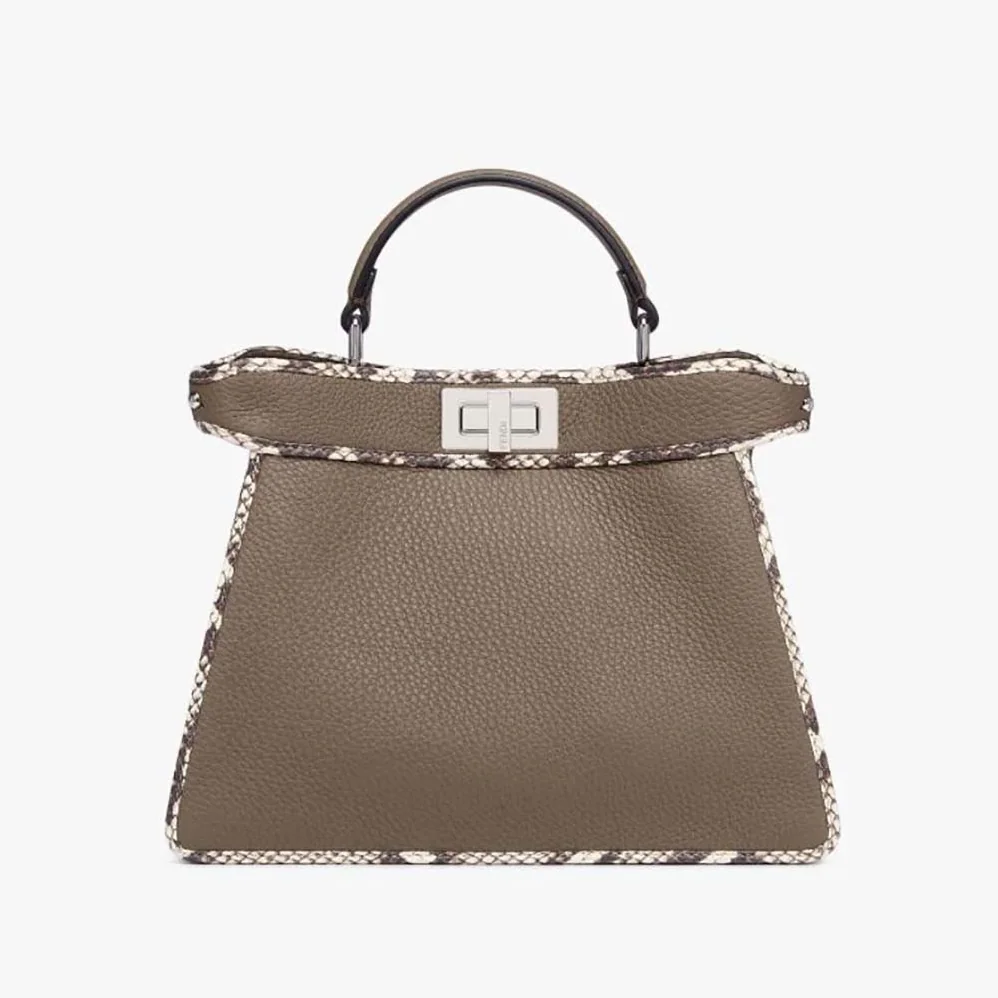 Fendi Peekaboo Iseeu Small Gray Full Grain Leather and Elaphe Bag for Women Fendi Peekaboo Iseeu Small Gray Full Grain Leather and Elaphe Bag for Women