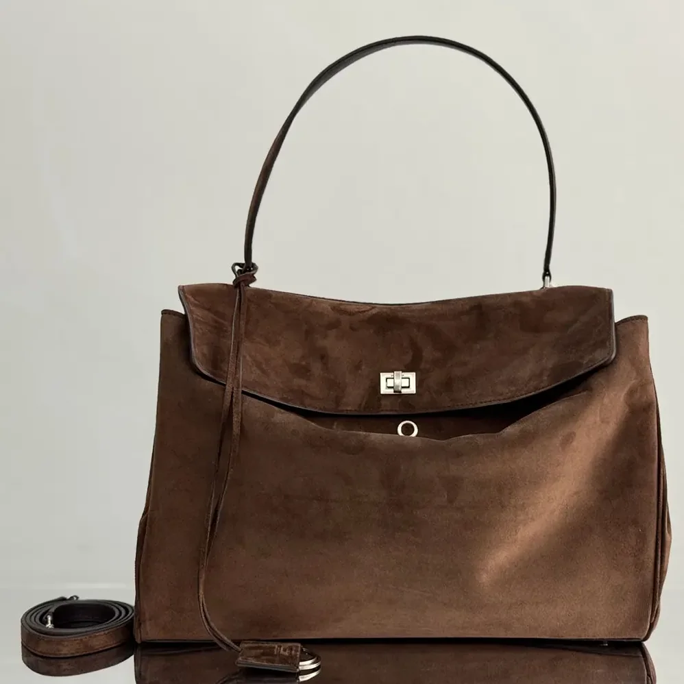 Balenciaga Rodeo Handbag Large in Light Espresso Waxed Suede Calfskin and Smooth Calfskin for Women Balenciaga Rodeo Handbag Large in Light Espresso Waxed Suede Calfskin and Smooth Calfskin for Women