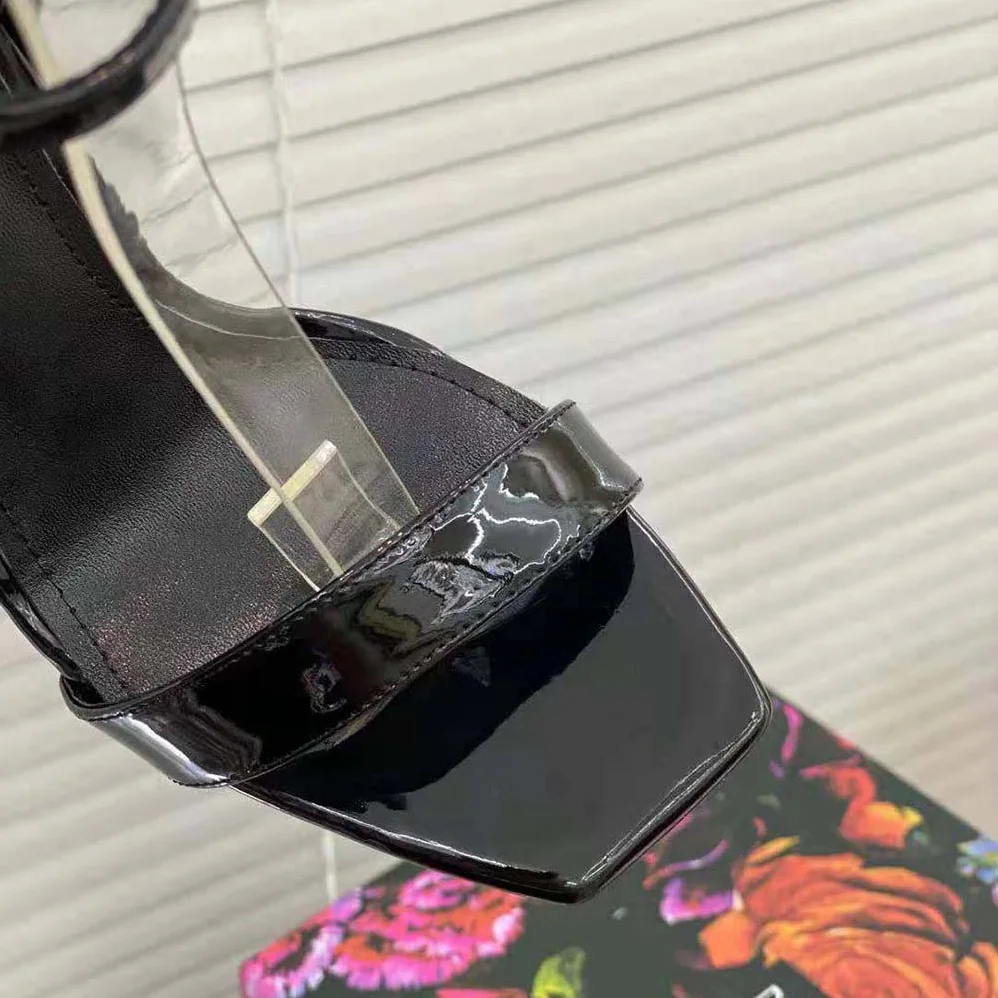 Dolce Gabbana D&G Patent Leather Sandals with 3.5 Heel for Women in Black Dolce Gabbana D&G Patent Leather Sandals with 3.5 Heel for Women in Black