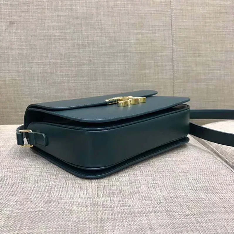 Celine Medium Triomphe Bag In Shiny Calfskin for Women in Green Celine Medium Triomphe Bag In Shiny Calfskin for Women in Green