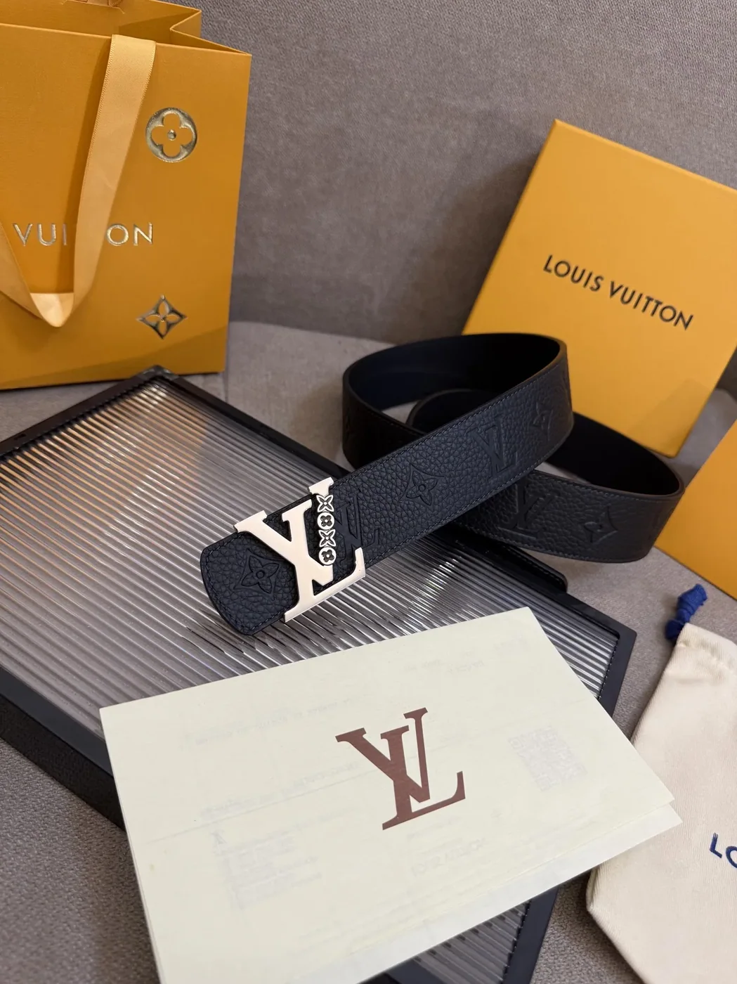 Louis Vuitton LV Initiales Monogram Belt Black With Silver Buckle Louis Vuitton LV Initiales Monogram Belt Black With Silver Buckle