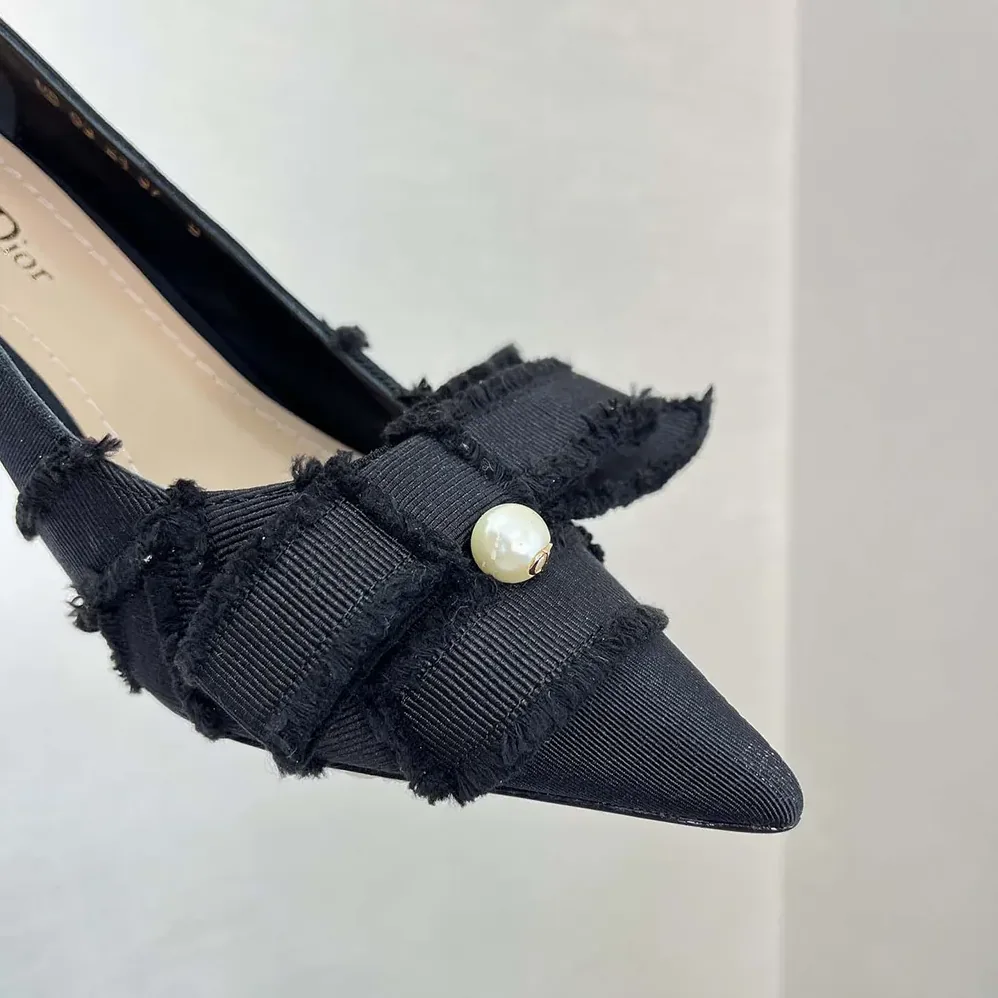 Dior Adiorable Pump Black Fringed Grosgrain for Women