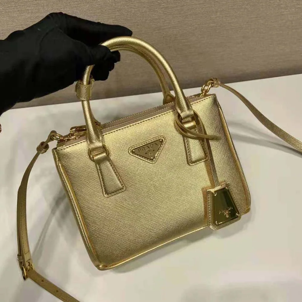 Prada Galleria Saffiano Leather Mini-Bag for Women in Gold