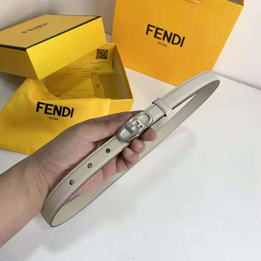 Fendi Narrow Belt with Loop and Fendi O Lock Stud Buckle for Women
