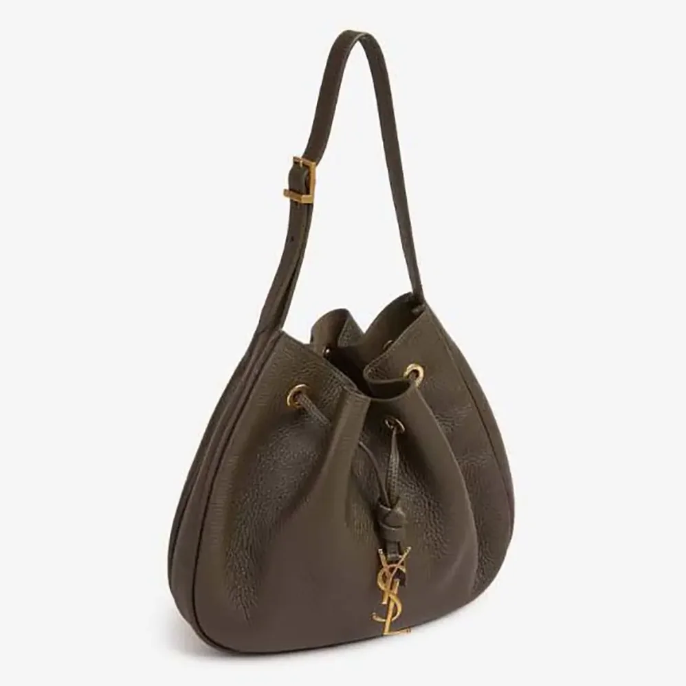 Saint Laurent YSL Paris VII Small Hobo in Grained Leather for Women in Dark Green