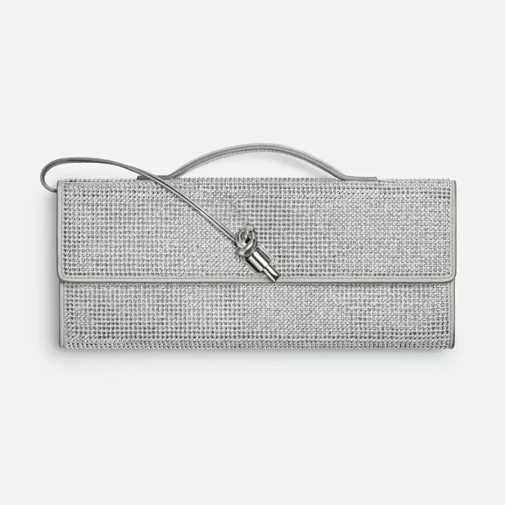 Bottega Veneta Andiamo Clutch for Women in Silver