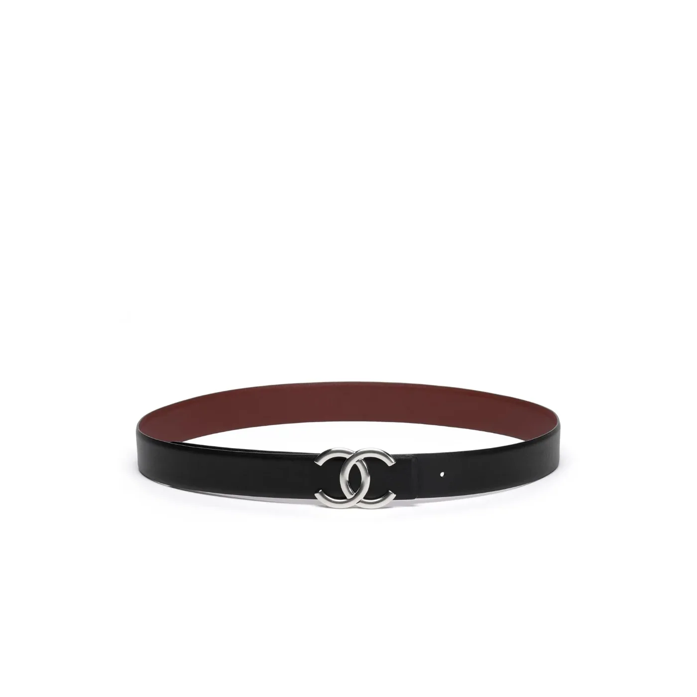 Chanel CC Buckle Belt Black/Burgundy --U0969
