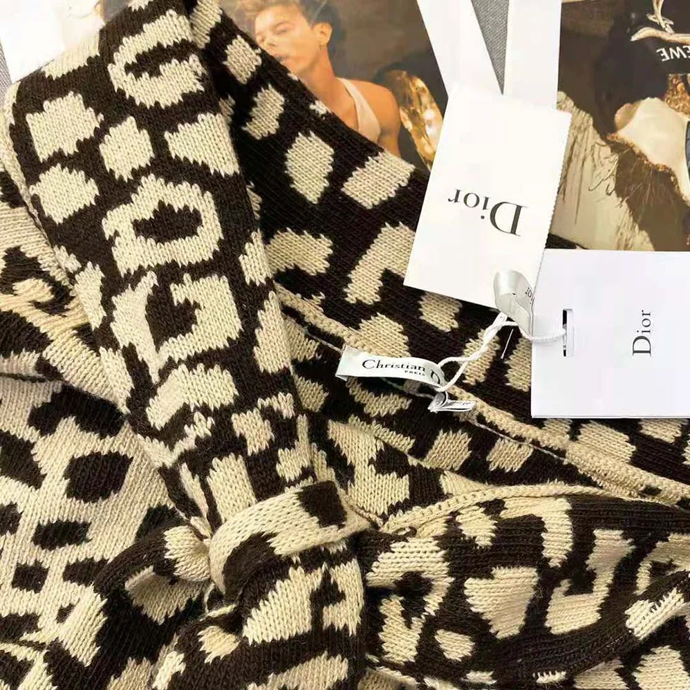 Dior Tied Collar Sweater Beige Multicolor Mizza Cashmere for Women