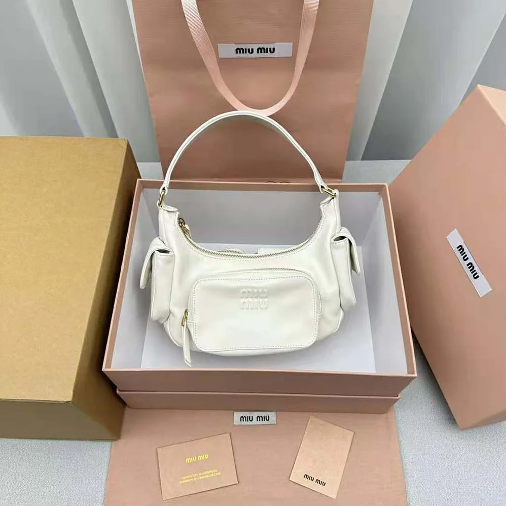 Miu Miu Nappa Leather Pocket Bag for Women in White