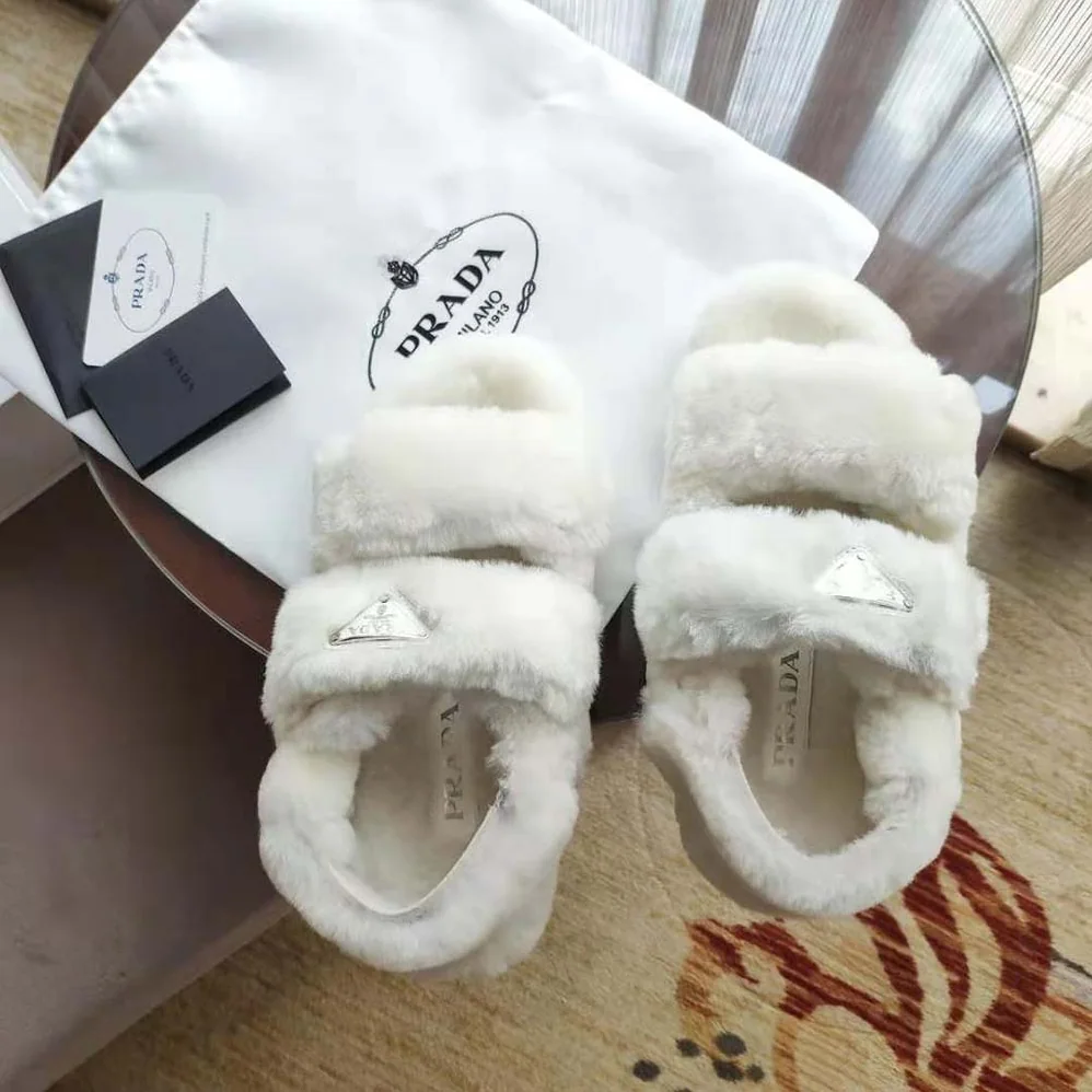 Prada Movement and Comfort Come Together Shearling Sandals for Women