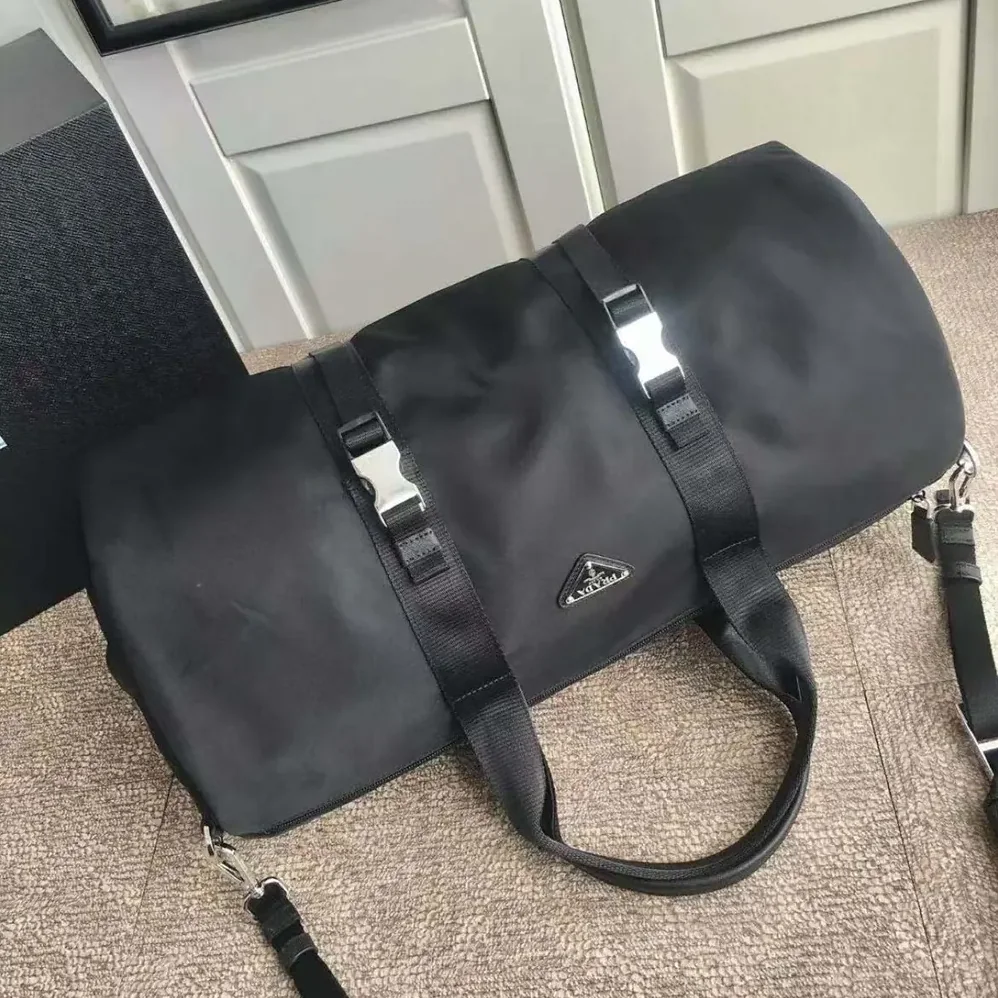Prada Re-Nylon and Saffiano Leather Duffle Bag for Unisex in Black