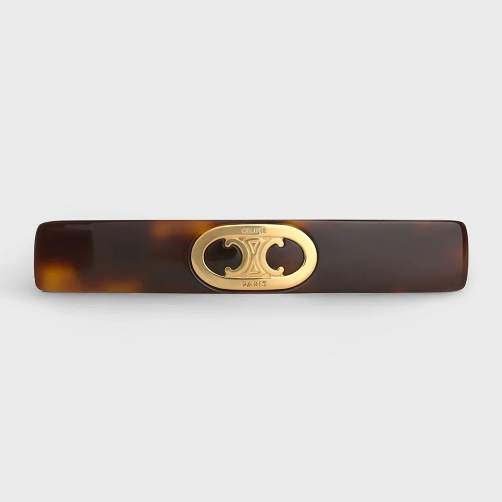 Celine Maillon Triomphe Hair Clip in Gold Brass Acetate and Steel for Women
