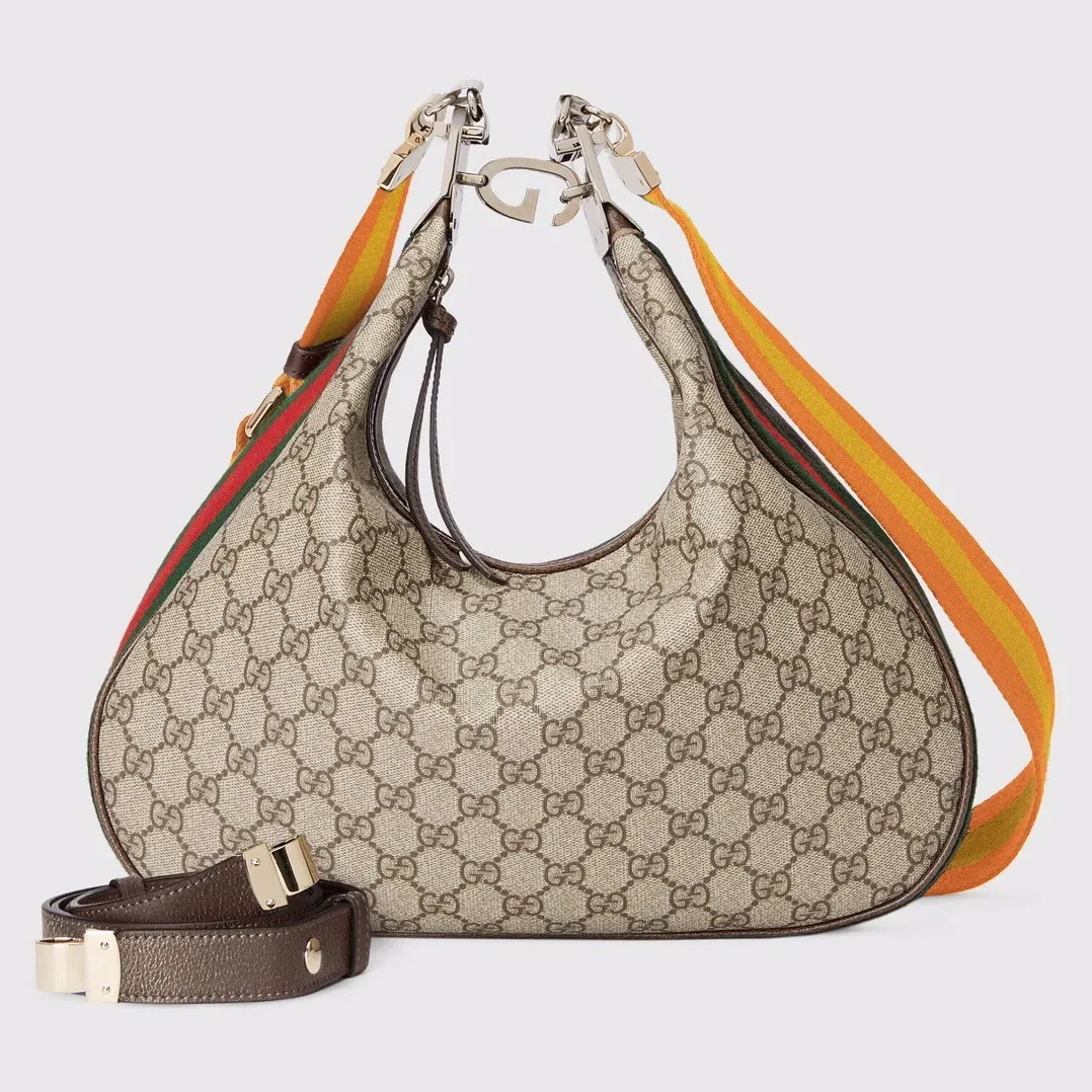 Gucci Atache Large Shoulder Bag in Beige And Multicolor