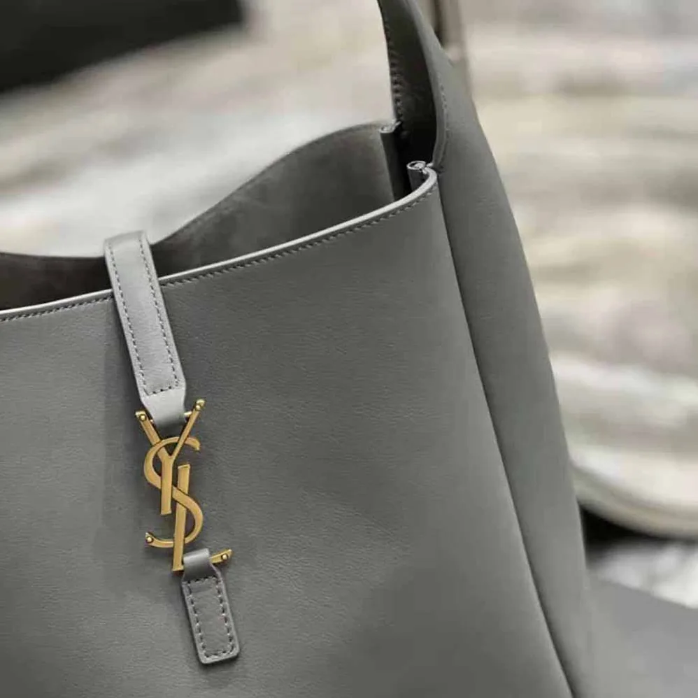 Saint Laurent YSL Le 5 à 7 Soft Small Hobo Bag in Smooth Leather for Women in Gray
