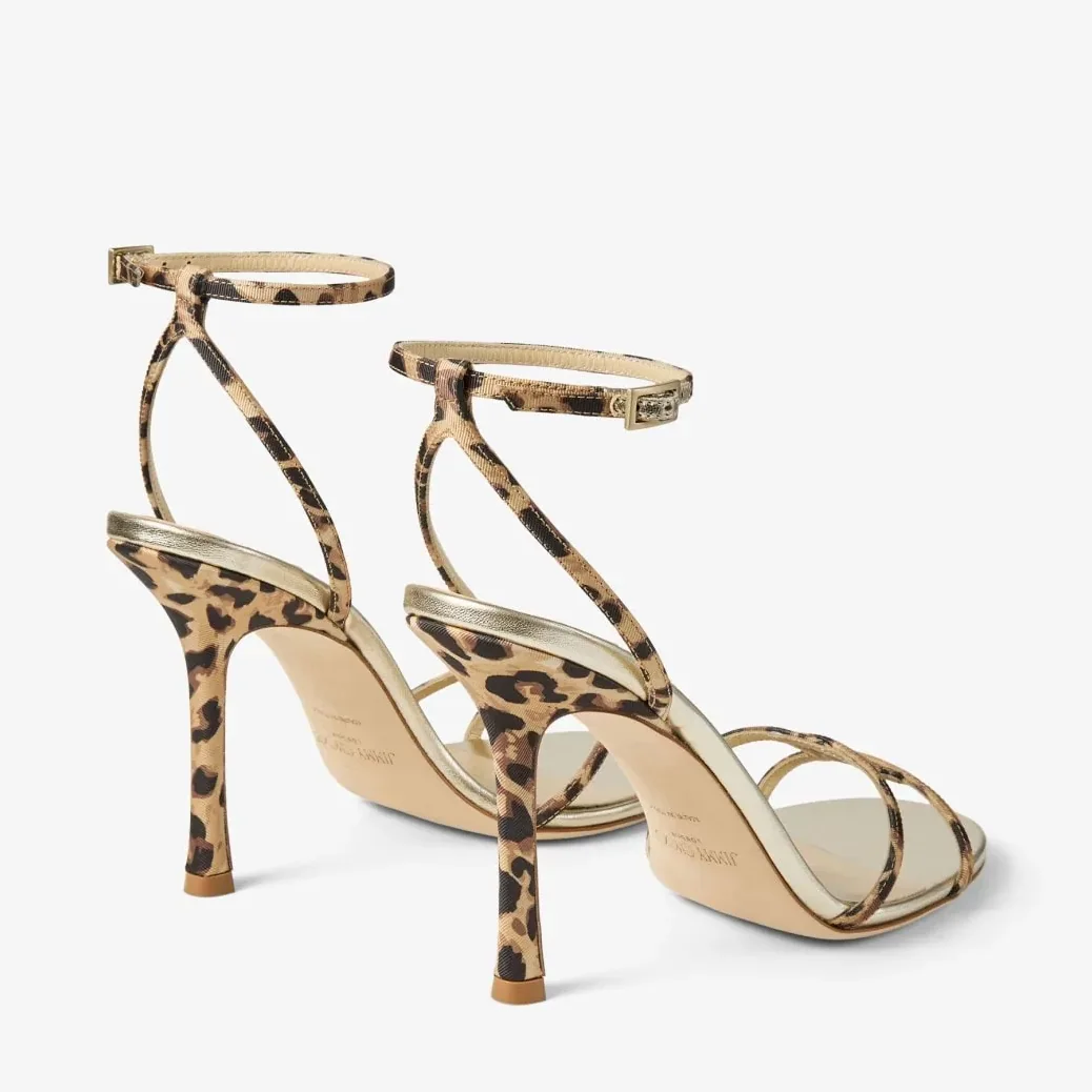 Jimmy Choo Leo Leopard-Print Sandal Natural 1998LEOQKB