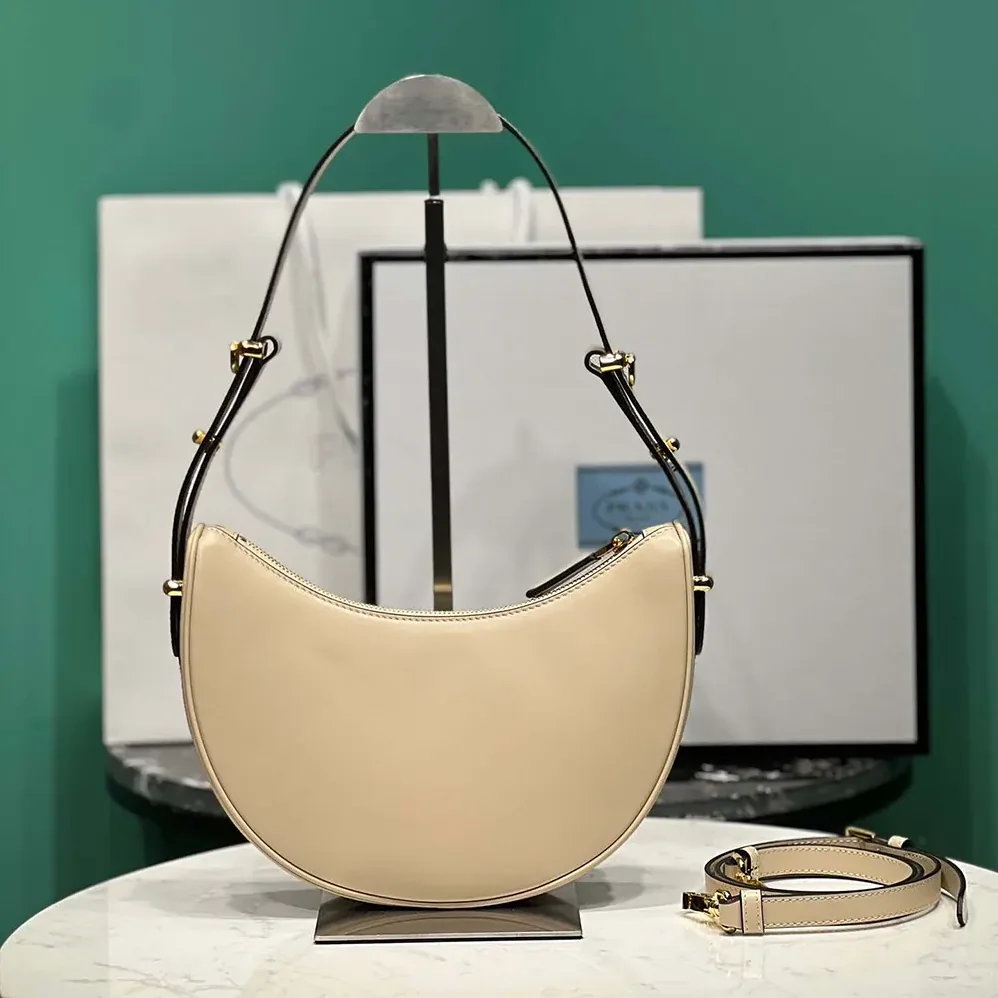 Prada Arqué Mini Leather Shoulder Bag for Women in Sand Beige