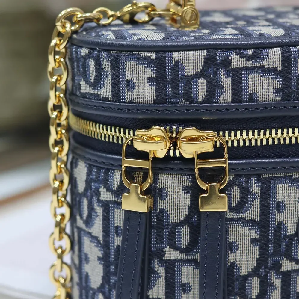 Dior 30 Montaigne Mini Vanity Case Blue Dior Oblique Jacquard for Women