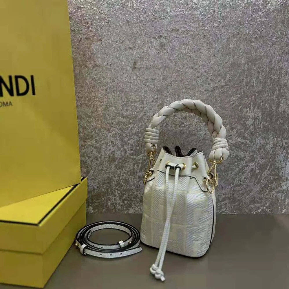 Fendi Mon Tresor White FF Canvas Mini for Women in Bag Fendi Mon Tresor White FF Canvas Mini for Women in Bag