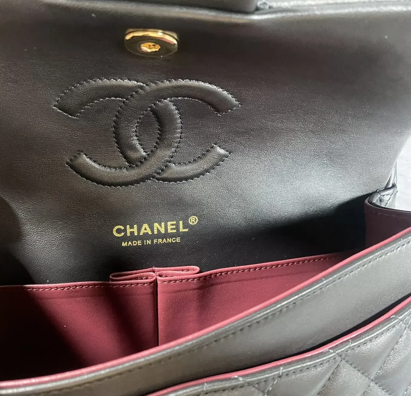 Chanel Layered Classic Flap Bag Crossbody in Black Gold Hardware