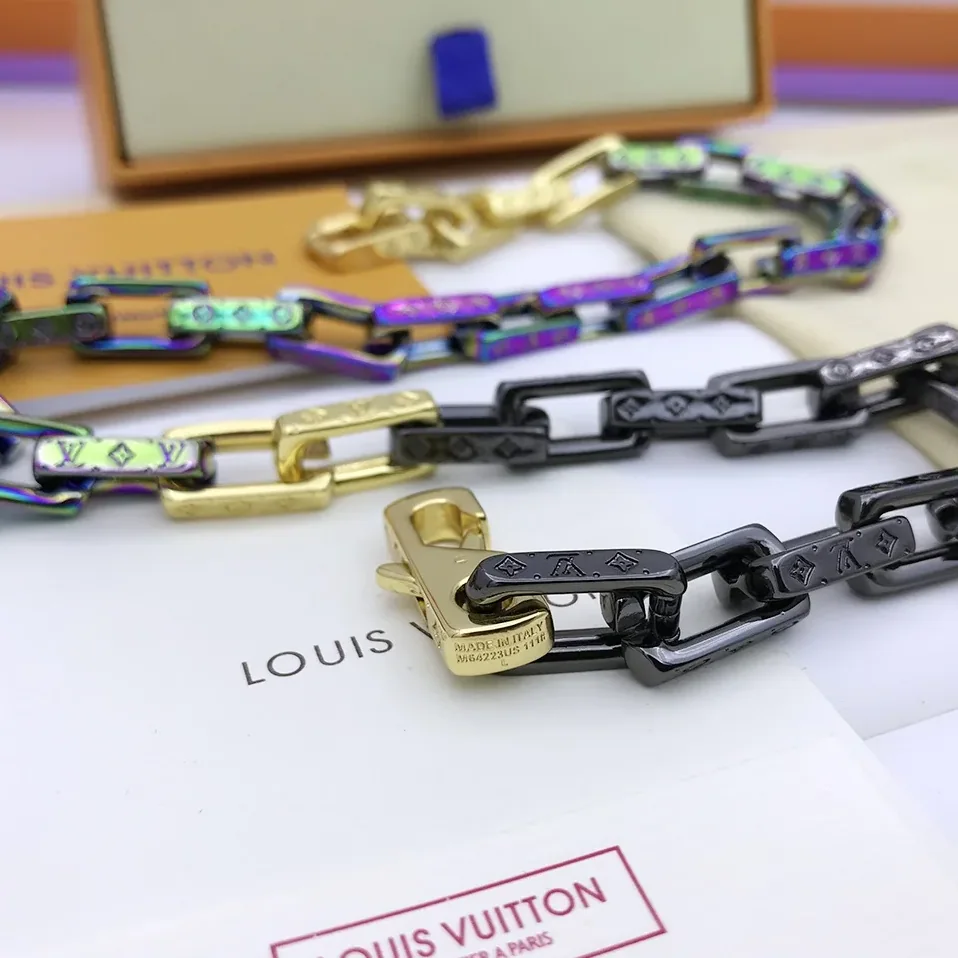 Louis Vuitton Combinating Color Monogram Chain Necklace Multicolor