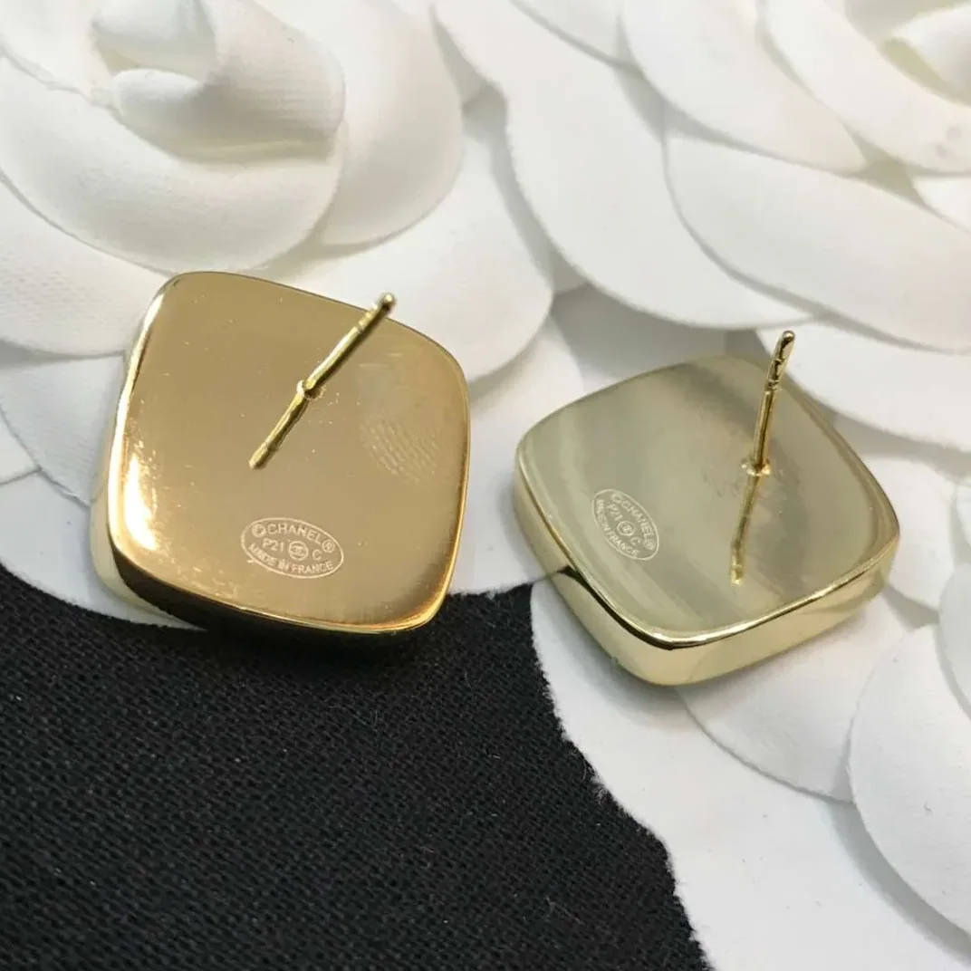 Chanel CC Stud Earrings Green Chanel CC Stud Earrings Green