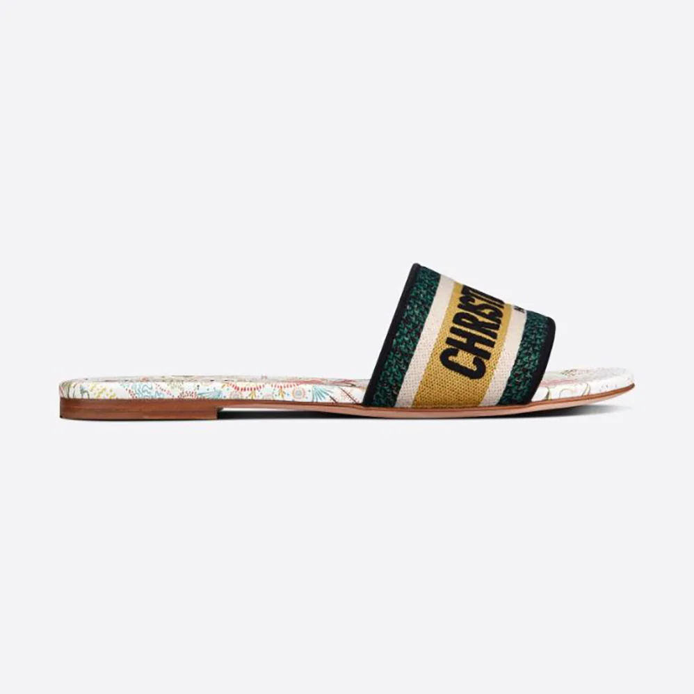 Dior Dway Slide Multicolor Embroidered Cotton for Women in White Dior Dway Slide Multicolor Embroidered Cotton for Women in White