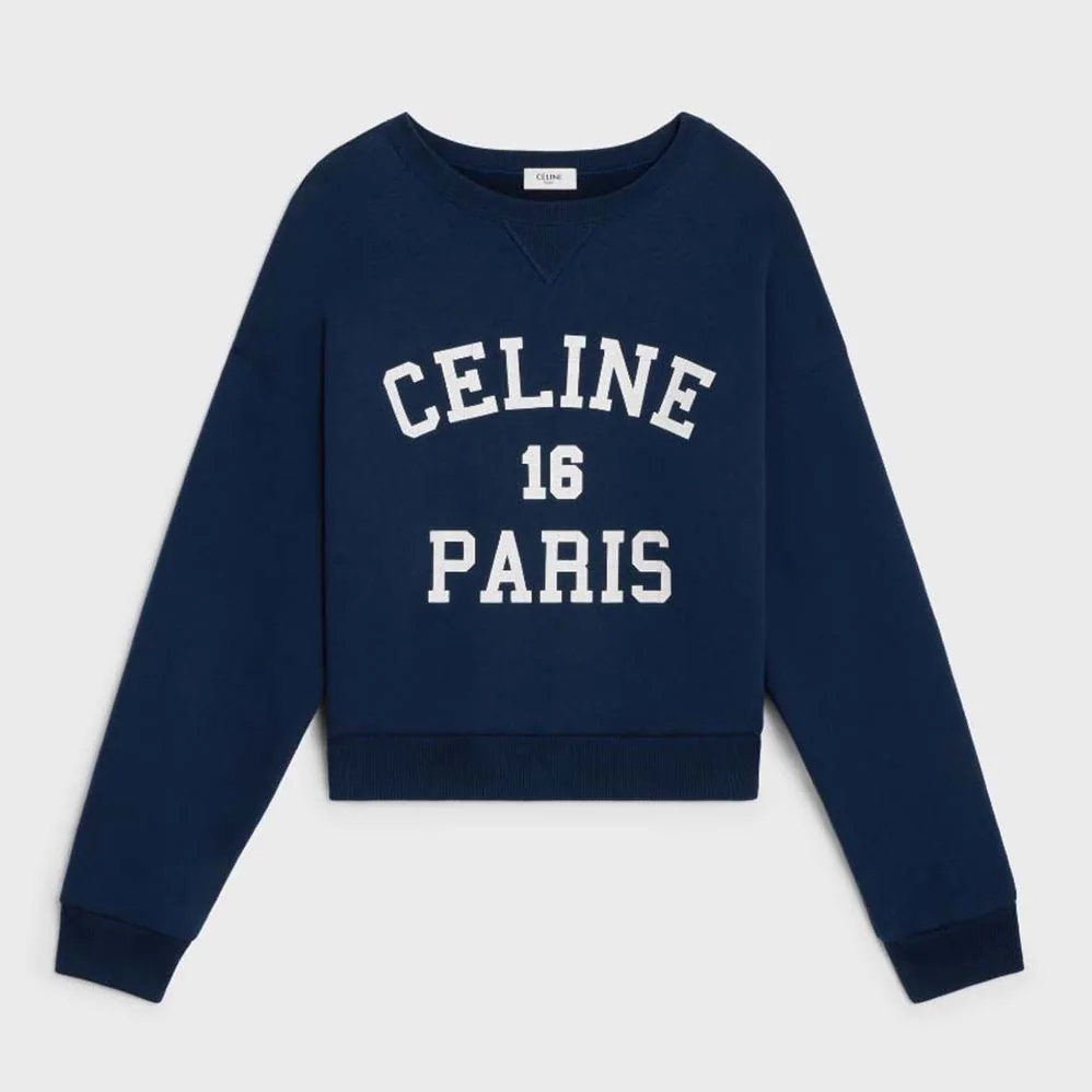 Celine Celine Paris 16 Sweatshirt in Cotton Fleece for Men in Navy