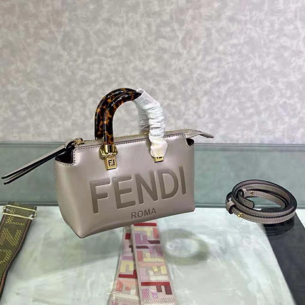 Fendi By The Way Mini Small Boston Bag in Dove Gray Leather for Women