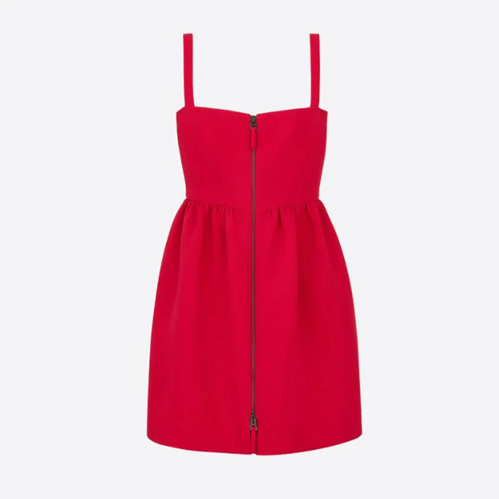 Dior Short Zipped Dress Red Double for Women in Sided Wool Dior Short Zipped Dress Red Double for Women in Sided Wool