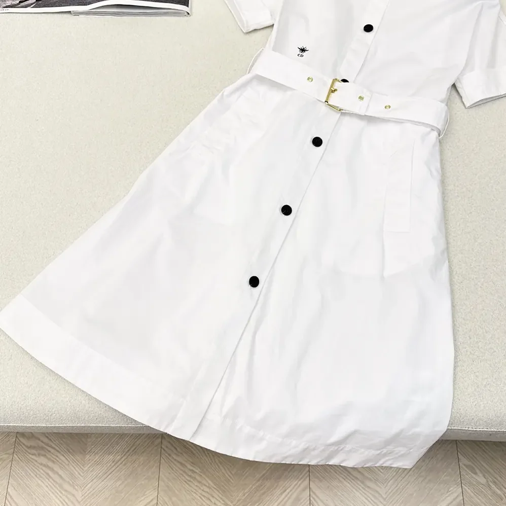 Dior Belted Shirtdress Ecru Cotton and Silk Poplin for Women