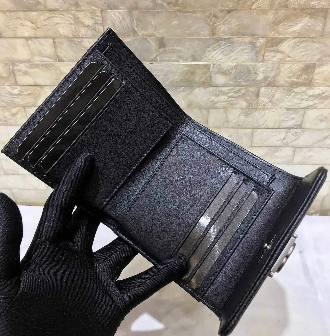 Chanel CO-CO Flap Card Holder Wallet Black Silver Hardware / Chanel CO-CO Flap Card Holder Wallet Black Silver Hardware /