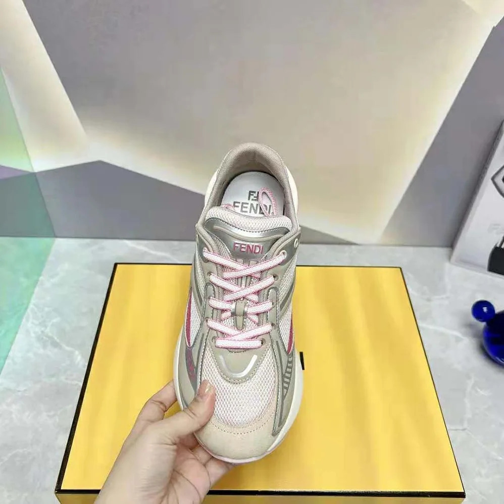 Fendi First 1 Beige Fabric Running Shoes for Women Fendi First 1 Beige Fabric Running Shoes for Women