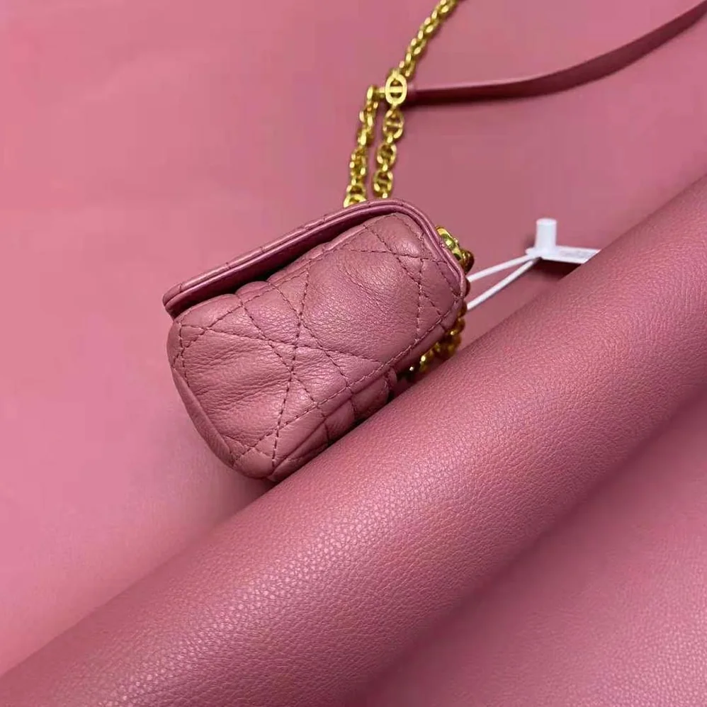 Dior Micro Dior Caro Bag Yarrow Pink Supple Cannage Calfskin for Women