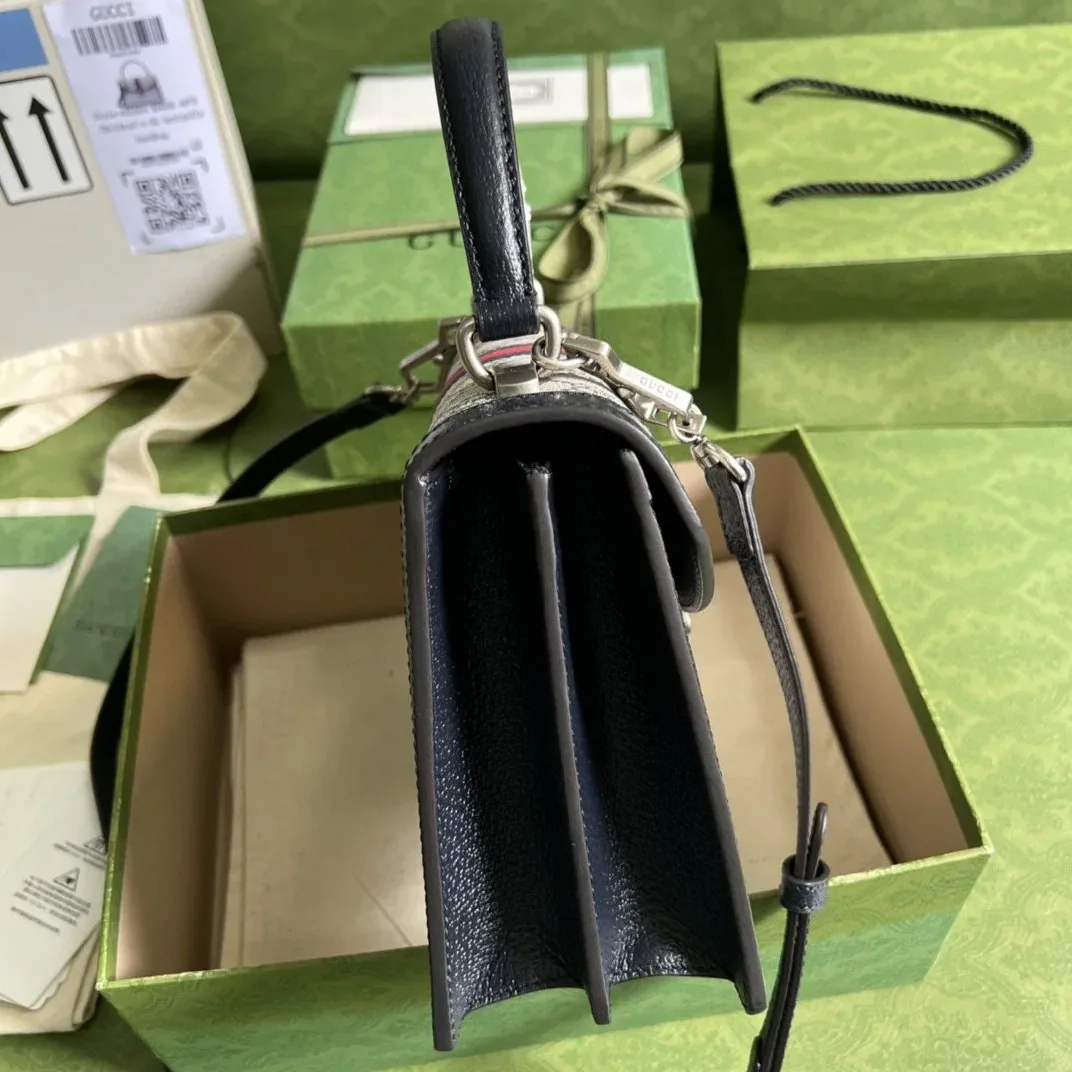 Gucci Ophidia Small Top Handle Bag / Beige Supreme Canvas Silver Hardware Gucci Ophidia Small Top Handle Bag / Beige Supreme Canvas Silver Hardware