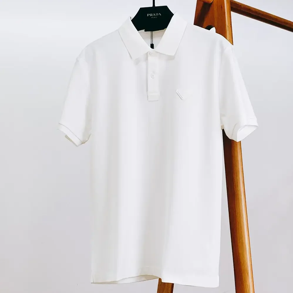 Prada Piqué Polo Shirt with Iconic Triangle Logo for Men Prada Piqué Polo Shirt with Iconic Triangle Logo for Men