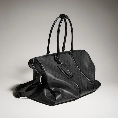 Gucci Essence Classic Large Duffle Bag in Black Silver Hardware