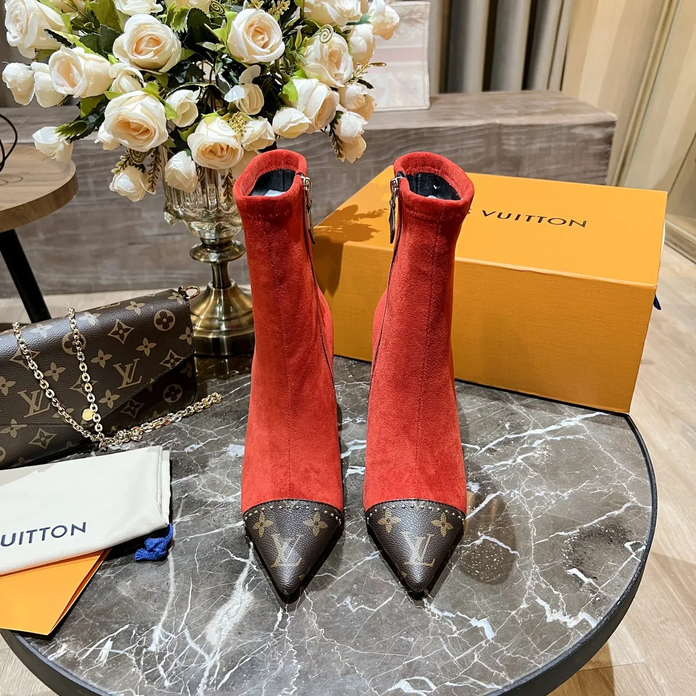 Louis Vuitton Cherie Ankle Boots Red for Women Louis Vuitton Cherie Ankle Boots Red for Women