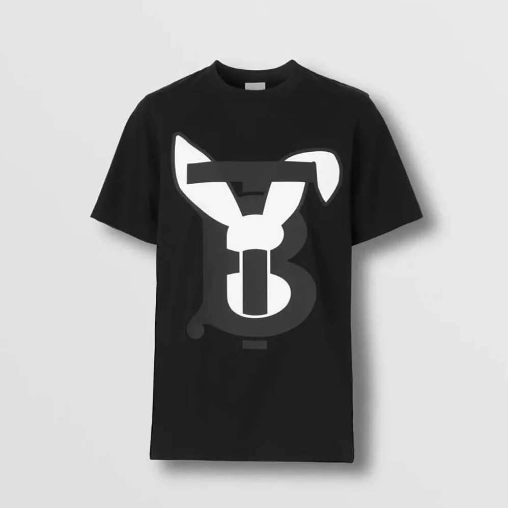 Burberry Rabbit Print Cotton T-shirt for Men in Black Burberry Rabbit Print Cotton T-shirt for Men in Black