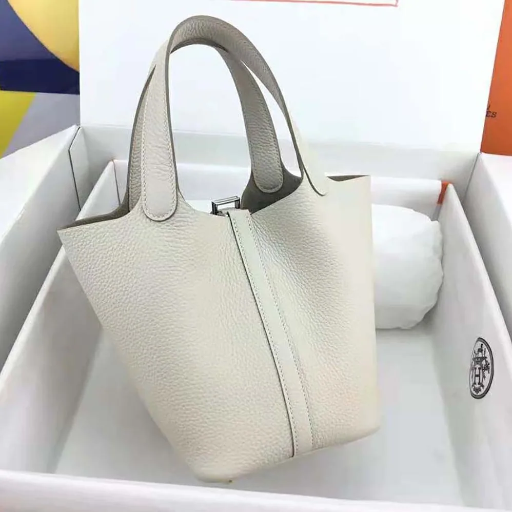 Hermes Picotin Lock 22cm in Clémence leather for Women in White