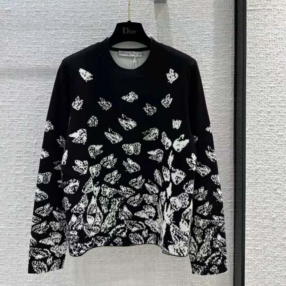 Dior Dioralps Reversible Sweater Black and White Technical Cashmere Knit for Men