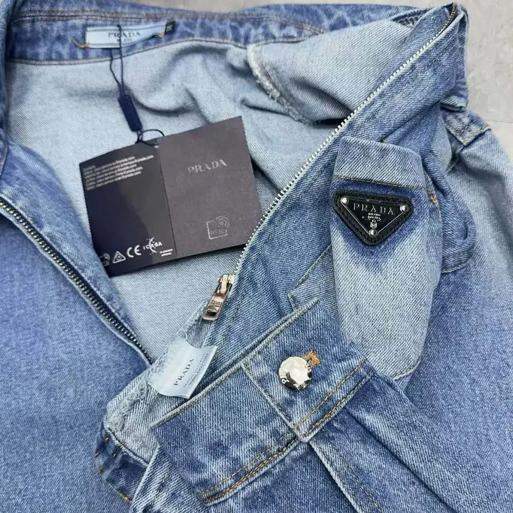 Prada Cropped Organic Denim Jacket for Women