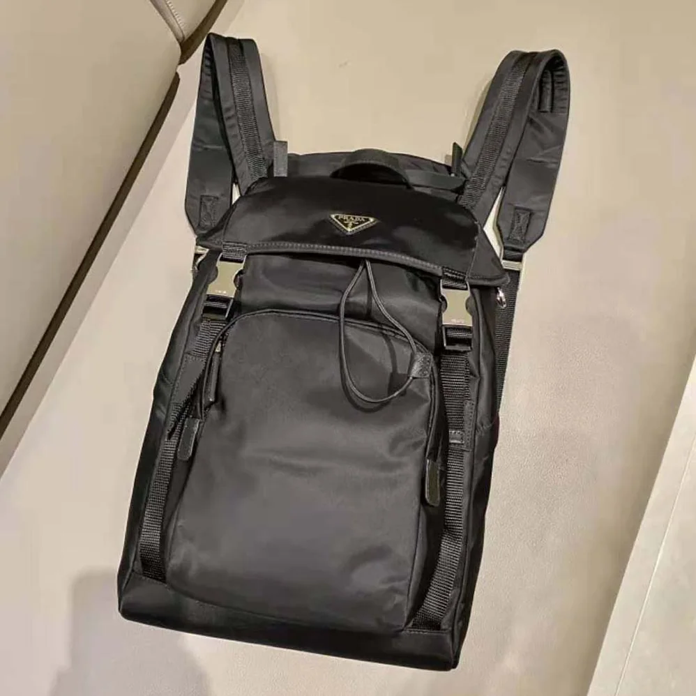 Prada Re-Nylon and Saffiano Leather Backpack with Hood for Men Prada Re-Nylon and Saffiano Leather Backpack with Hood for Men