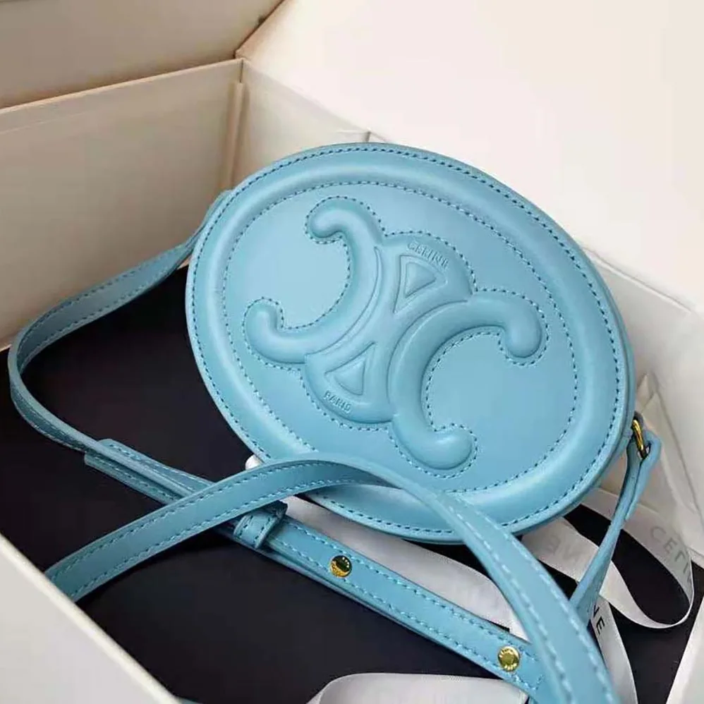 Celine Crossbody Oval Purse Cuir Triomphe in Smooth Calfskin for Women in Blue