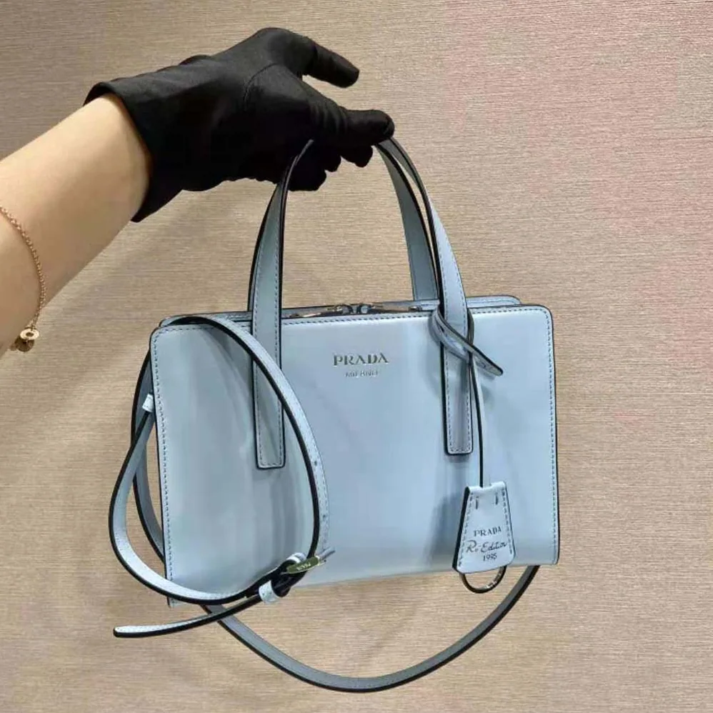 Prada Re-Edition 1995 Brushed-Leather Mini Handbag for Women in Blue Prada Re-Edition 1995 Brushed-Leather Mini Handbag for Women in Blue