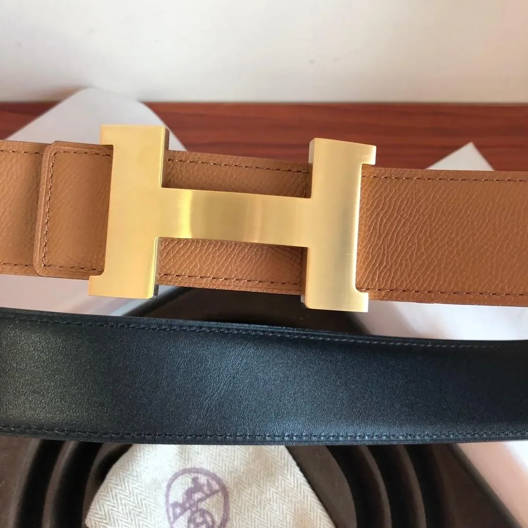 Hermes Mini Constance Guillochee Belt Buckle & Reversible Brown