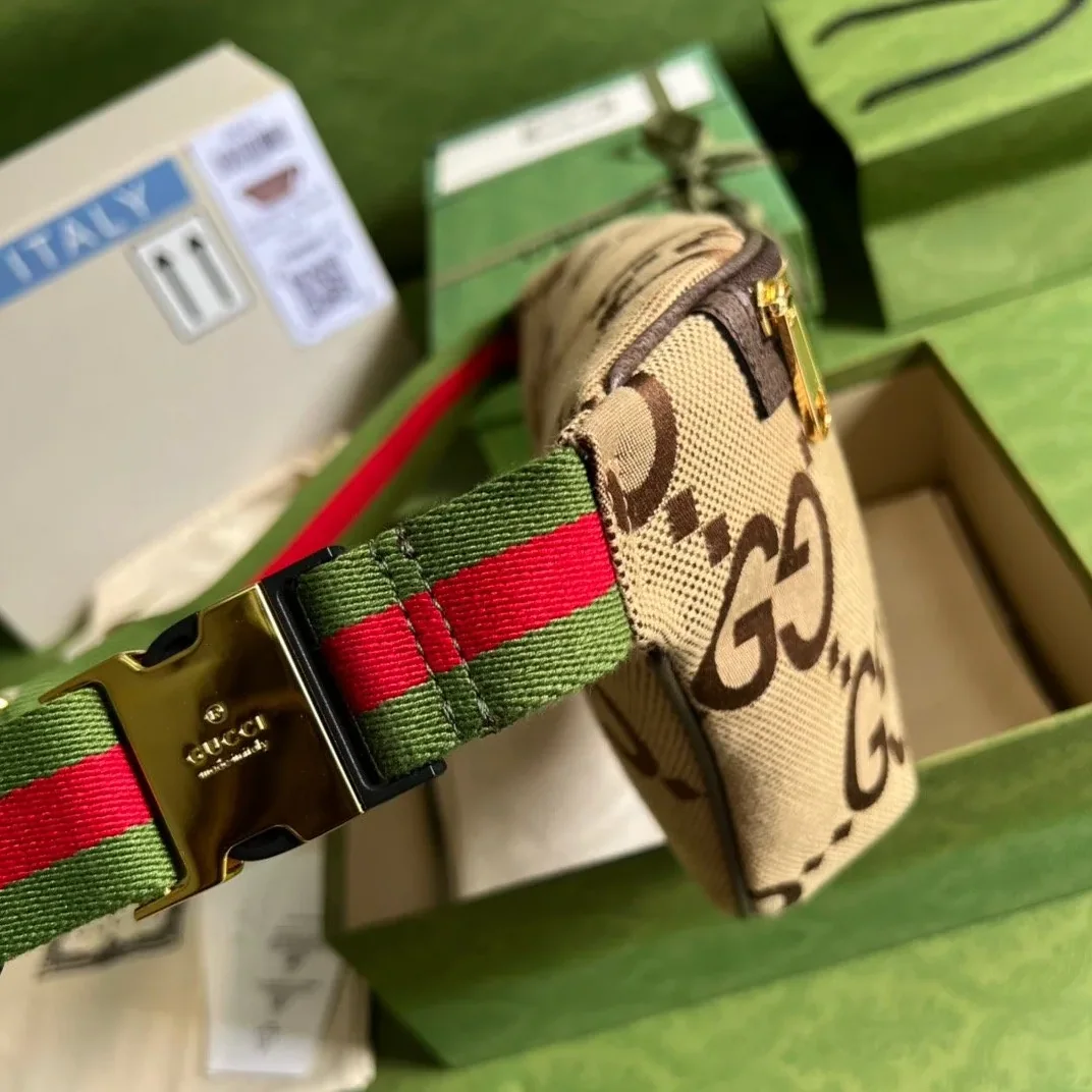 Gucci Jumbo GG Belt Bag / Camel/ Ebony Jumbo GG Canvas