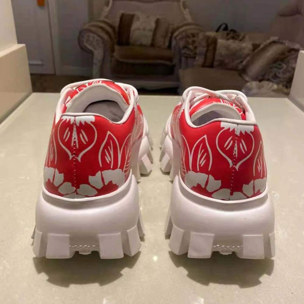 Prada Printed Nylon Sneakers for Women in Red Prada Printed Nylon Sneakers for Women in Red