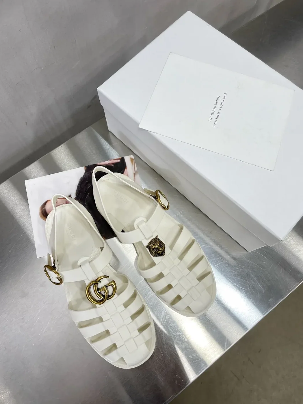 Gucci Rubber Buckle Strap Sandal White for Men Gucci Rubber Buckle Strap Sandal White for Men